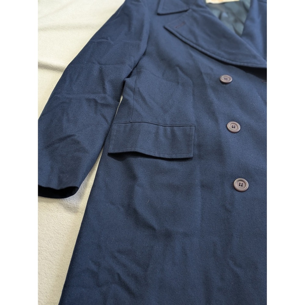 Pendleton Women's Coat Vintage 100% Virgin Wool Navy Blue Trench Size 10 Preppy - Picture 7 of 16